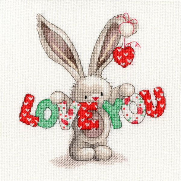Bothy Threads counted cross stitch Kit "Love You", 20x20cm, XBB9