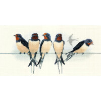 Bothy Threads Juego de punto de cruz "Pájaros - Golondrinas", 36x18cm, dwbb05, dibujo para contar