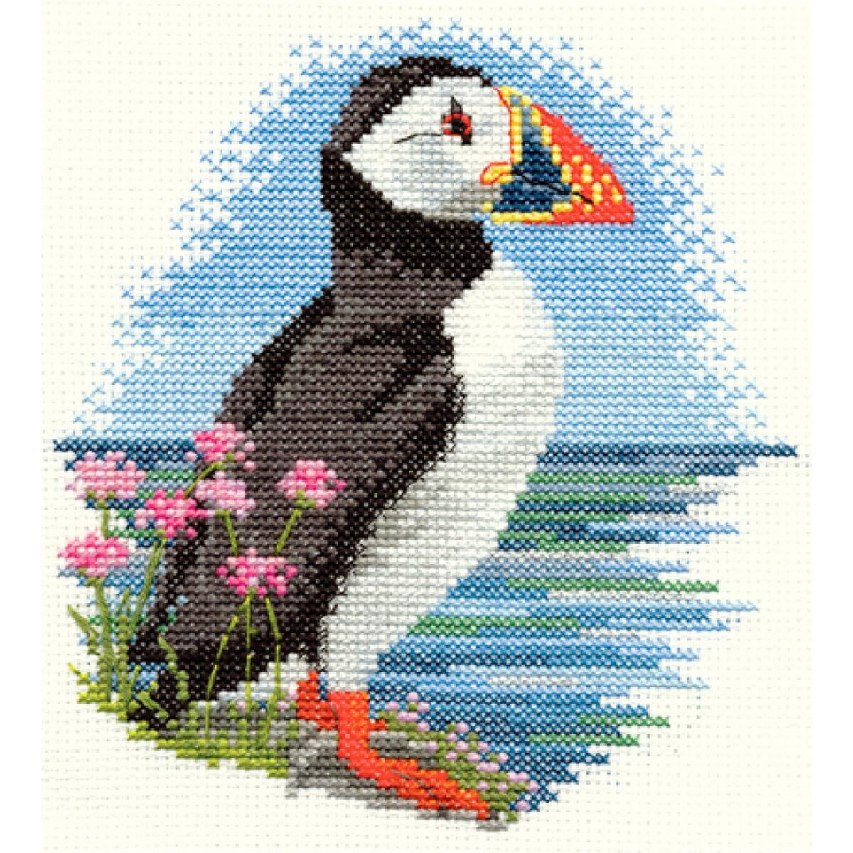 An embroidery pack from Bothy Threads featuring a puffin...