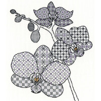 Bothy Threads Blackwork counted cross stitch Kit "Orchid", 27x33cm, XBW2