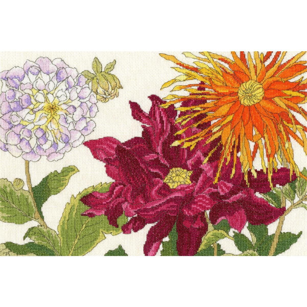 Bothy Threads counted cross stitch Kit "Dahlia Blooms", 36x24cm, XBD11