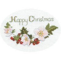 Bothy Threads Greating card counted cross stitch Kit "Christmas Roses ", 13.3x9cm, DWCDX01