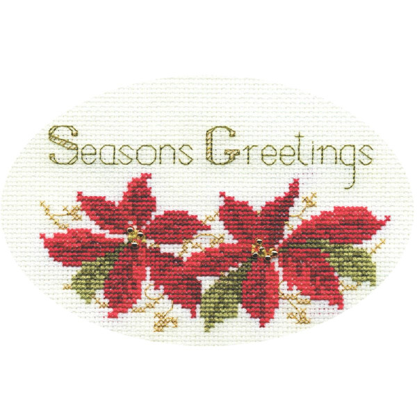 Bothy Threads Greating card counted cross stitch Kit "Poinsettias ", 13.3x9cm, DWCDX02