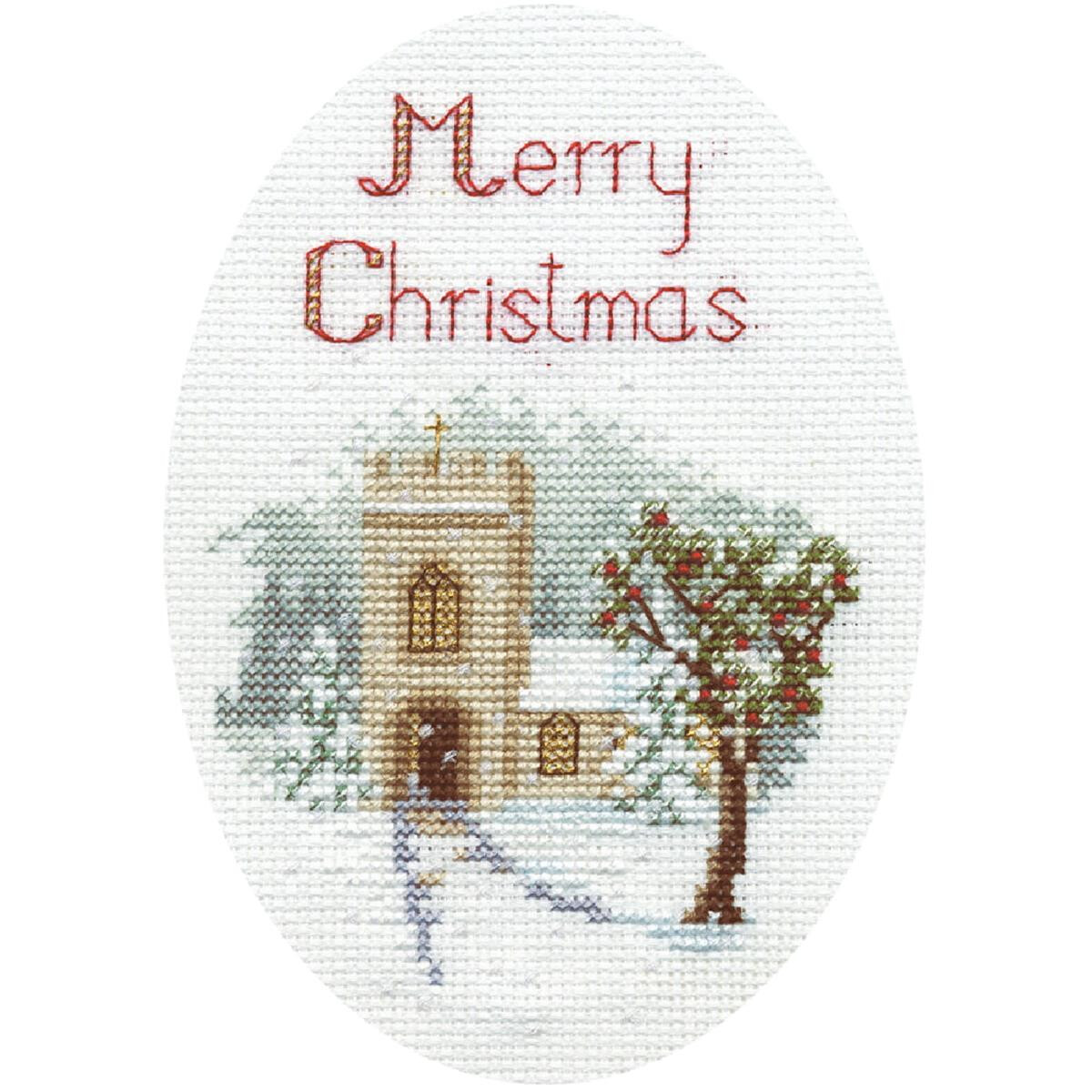 An oval Christmas embroidery (embroidery pack) from Bothy...