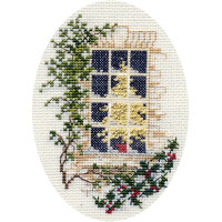 Set biglietto dauguri Bothy Threads a punto croce "Christmas window", 9x13.3cm, dwcdx08, schema di conteggio