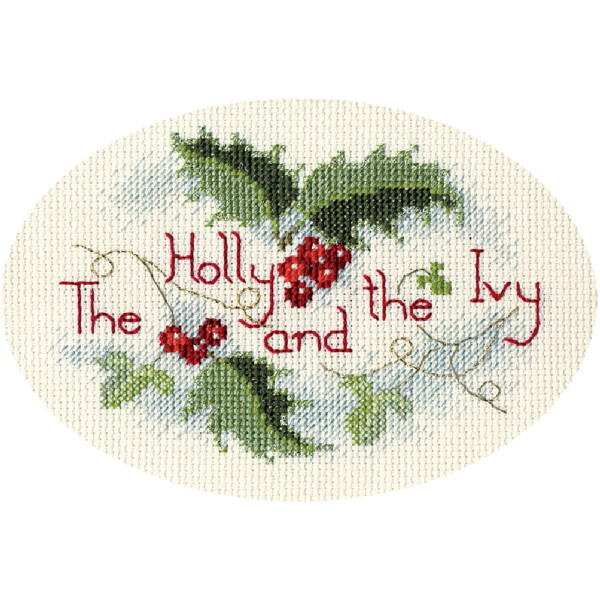 Set de punto de cruz de tarjeta de felicitación de Bothy Threads "The holly and the ivy", 13.3x9cm, dwcdx22, patrón de conteo