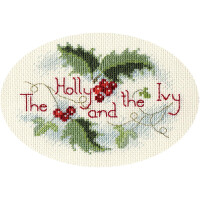 Bothy Threads Greating card counted cross stitch Kit "The Holly And The Ivy ", 13.3x9cm, DWCDX22