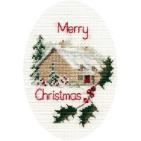 Bothy Threads Tarjeta de felicitación en punto de cruz "Casa de Navidad", 9x13.3cm, dwcdx26, patrón de conteo
