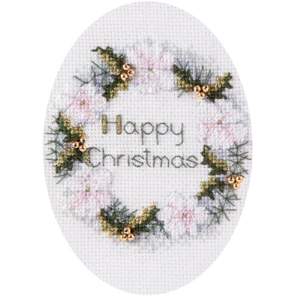 Bothy Threads Greating card counted cross stitch Kit "Golden Wreath", 9x13.3cm, DWCDX47