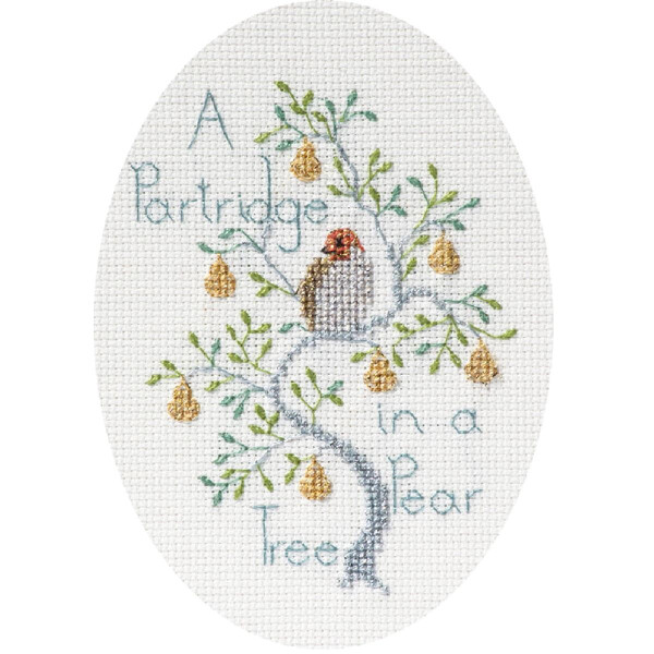 Bothy Threads Greating card counted cross stitch Kit "A Partridge In A Pear Tree", 9x13.3cm, DWCDX52
