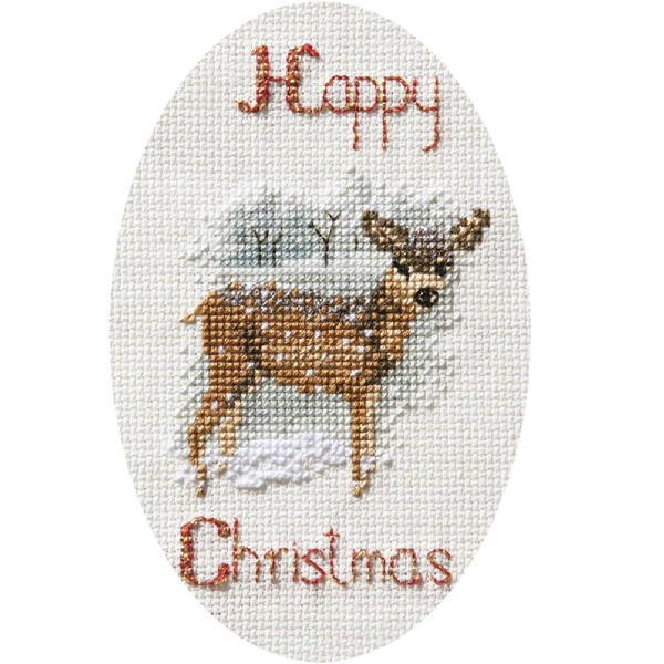 Bothy Threads Greating card counted cross stitch Kit "Deer in a Snowstorm", 9x13.3cm, DWCDX56
