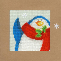 Bothy Threads Tarjeta de felicitación en punto de cruz "Pingüino cubierto de nieve", 10x10cm, xmas13, patrón de conteo