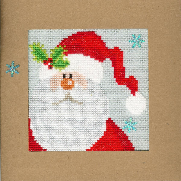 Bothy Threads Greating card counted cross stitch Kit "Snowy Santa", 10x10cm, XMAS15