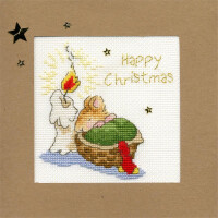 Bothy Threads Greating card counted cross stitch Kit "First Christmas", 10x10cm, XMAS19