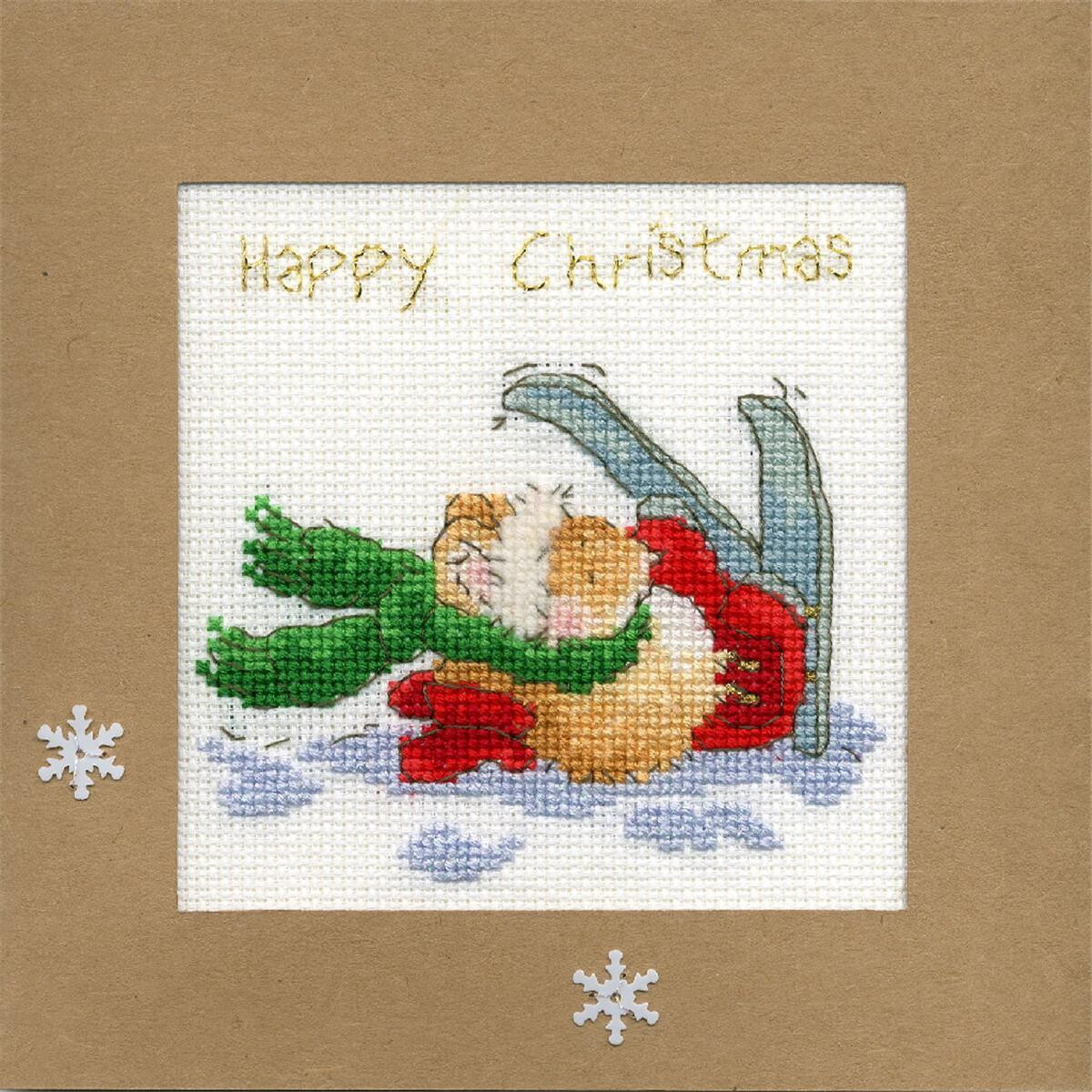 An embroidered pack picture of a cat in a Santa costume...