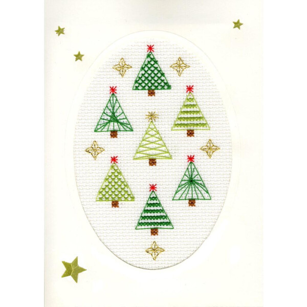 Set de punto de cruz de tarjeta de felicitación Bothy Threads "Christmas forest", 9x13cm, xmas23, patrón de conteo