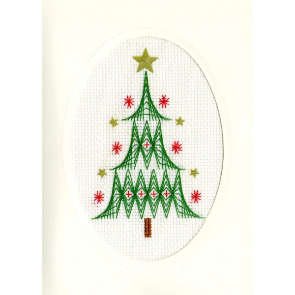 Bothy Threads Greating card counted cross stitch Kit "Christmas Tree", 9x13cm, XMAS24