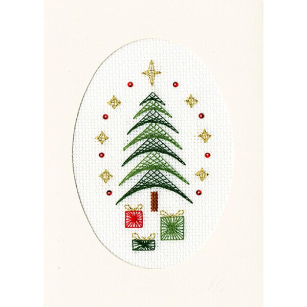Bothy Threads Greating card counted cross stitch Kit "All Wrapped Up", 7x11cm, XMAS28