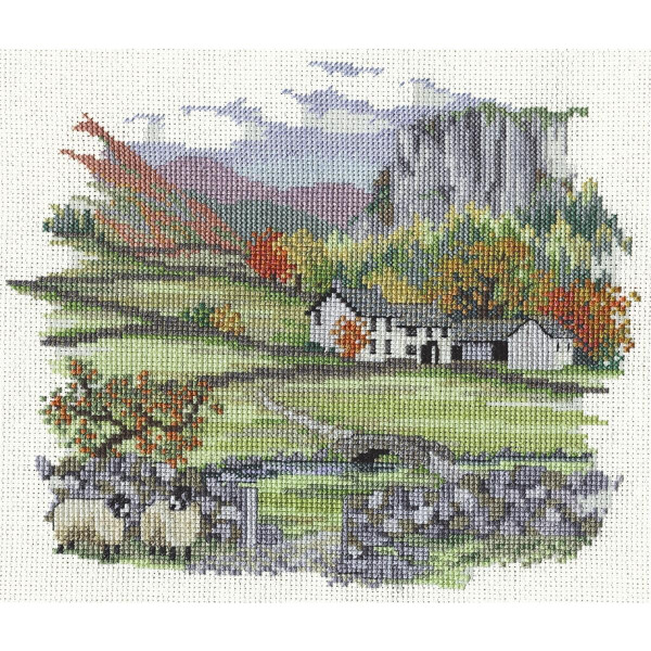 Bothy Threads Kreuzstich-Set "Landschaft - Cragside Bauernhof", 20x17cm, DWCON01, Zählmuster