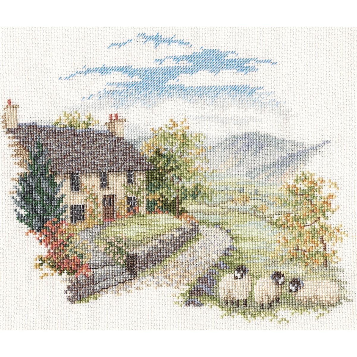 A beautifully designed embroidery pack with a rural...