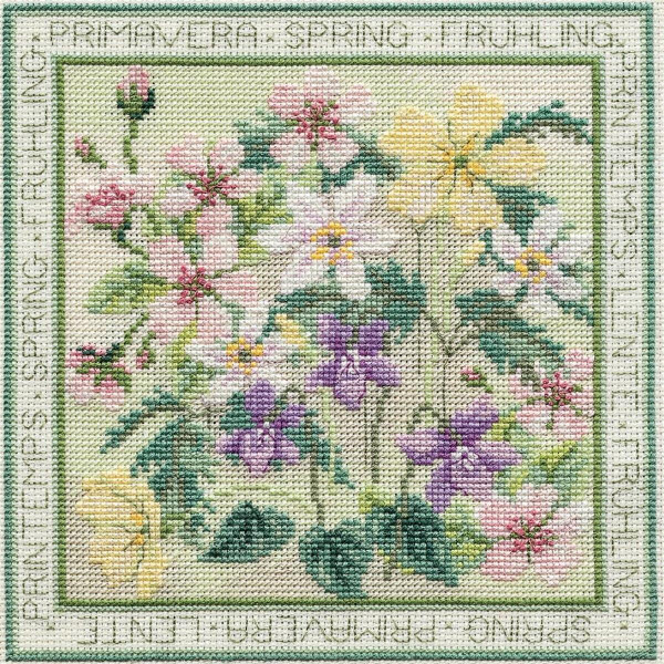 Set de punto de cruz de Bothy Threads "Four Seasons-Spring", 16.5x16.5cm, dwfs01, patrón de conteo