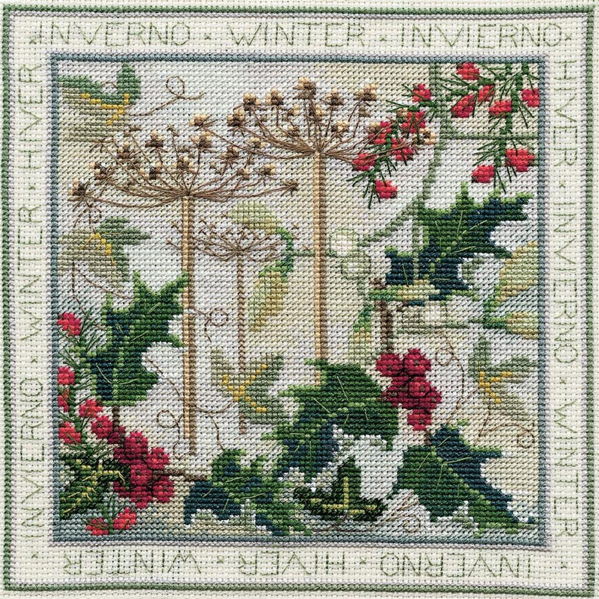 Cross stitch artwork (embroidery pack) with winter...