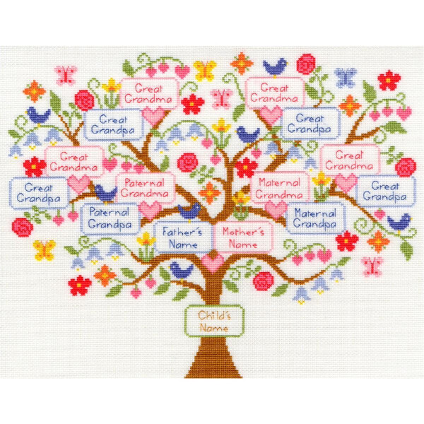 Набор для вышивания крестом Bothy Threads "My Family Tree", 38x30 см, XBD1, Счетные схемы