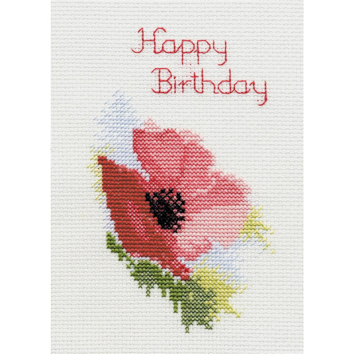 An embroidery pack (Bothy Threads) of a single red flower...