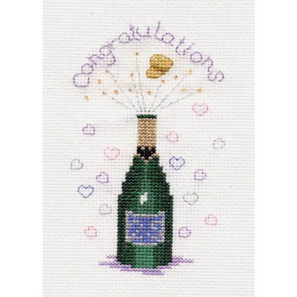 Bothy Threads Поздравительная открытка Набор для вышивки крестом "Sparkling Wine", 9x13.3cm, DWCDG09, счётная схемаs