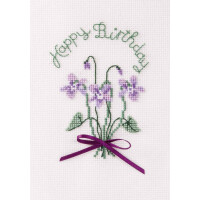 Bothy Threads greating card counted cross stitch Kit "Violets", 9x13.3cm, DWCDG26