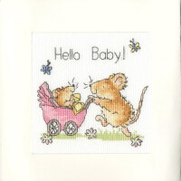 Bothy Threads greating card counted cross stitch Kit "Hello Baby!", 10x10cm, XGC21