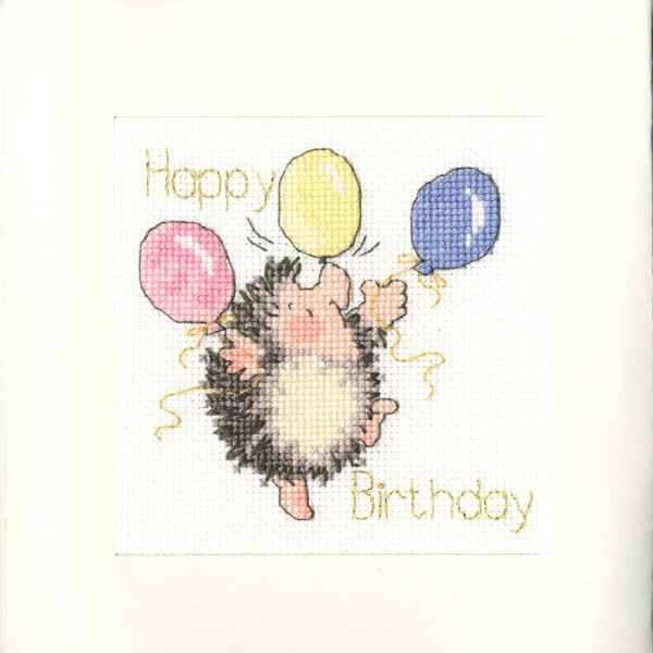 Набор для вышивания крестом Bothy Threads Поздравительная открытка "Воздушные шары на день рождения", 10x10 см, XGC23, счетная схема