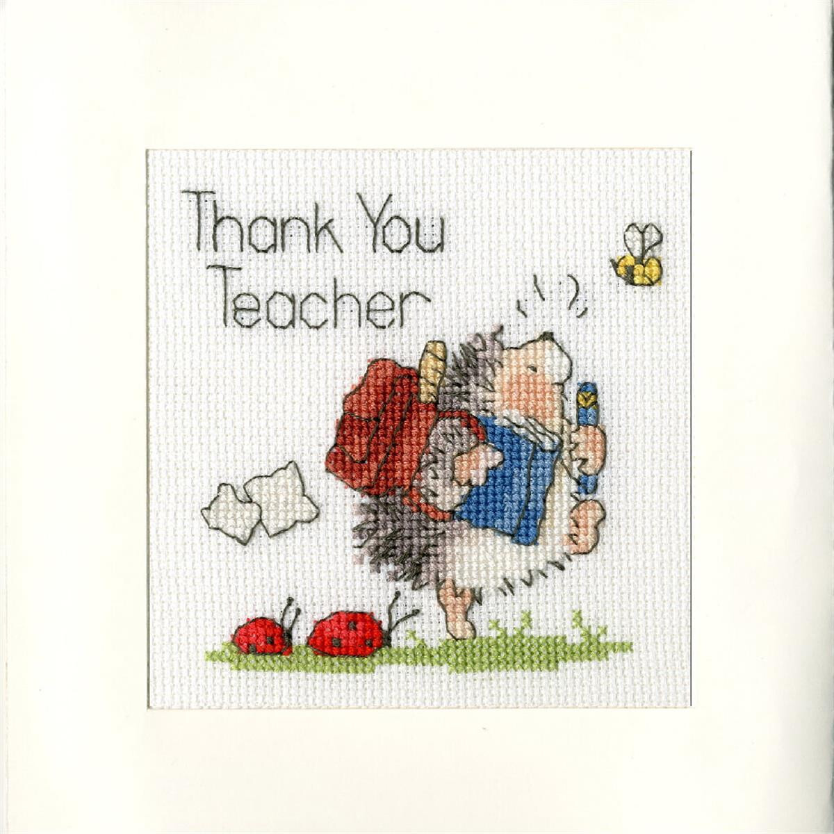 An adorable embroidery pack with a hedgehog holding a...