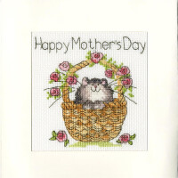 Bothy Threads greating card counted cross stitch Kit "Basket Of Roses", 10x10cm, XGC15