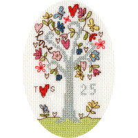 Bothy Threads greating card counted cross stitch Kit "Silver Celebration", 10x10cm, XGC3