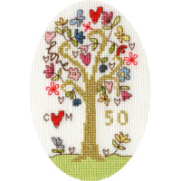 Bothy Threads greating card counted cross stitch Kit "Golden Celebration", 10x10cm, XGC4