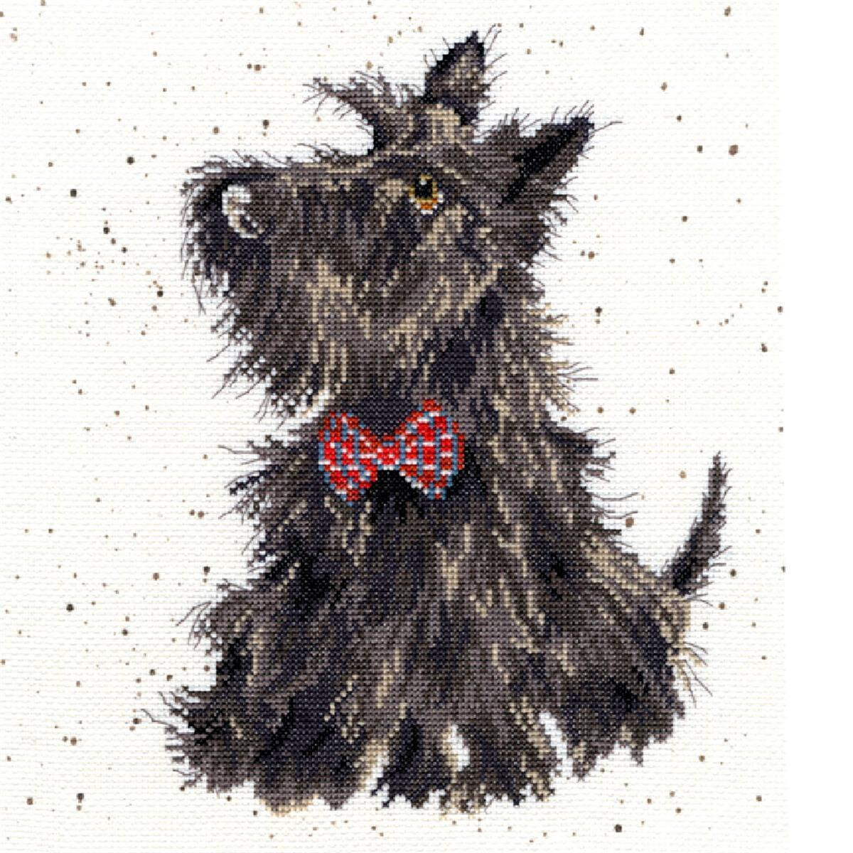 Eine detaillierte Stickpackung eines Scottish Terriers...