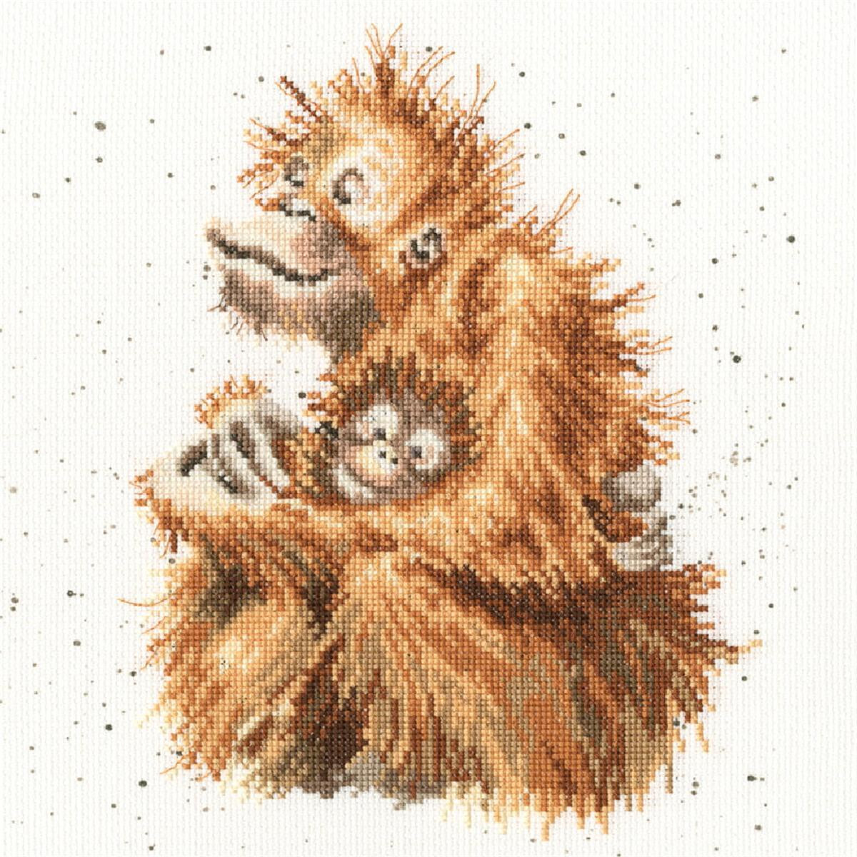 Detailed embroidery pack showing a mother orangutan...