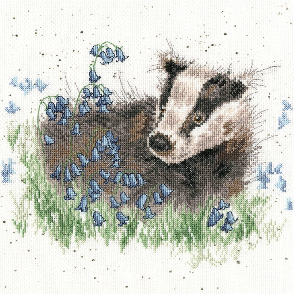 An embroidery pack from Bothy Threads featuring a badger...