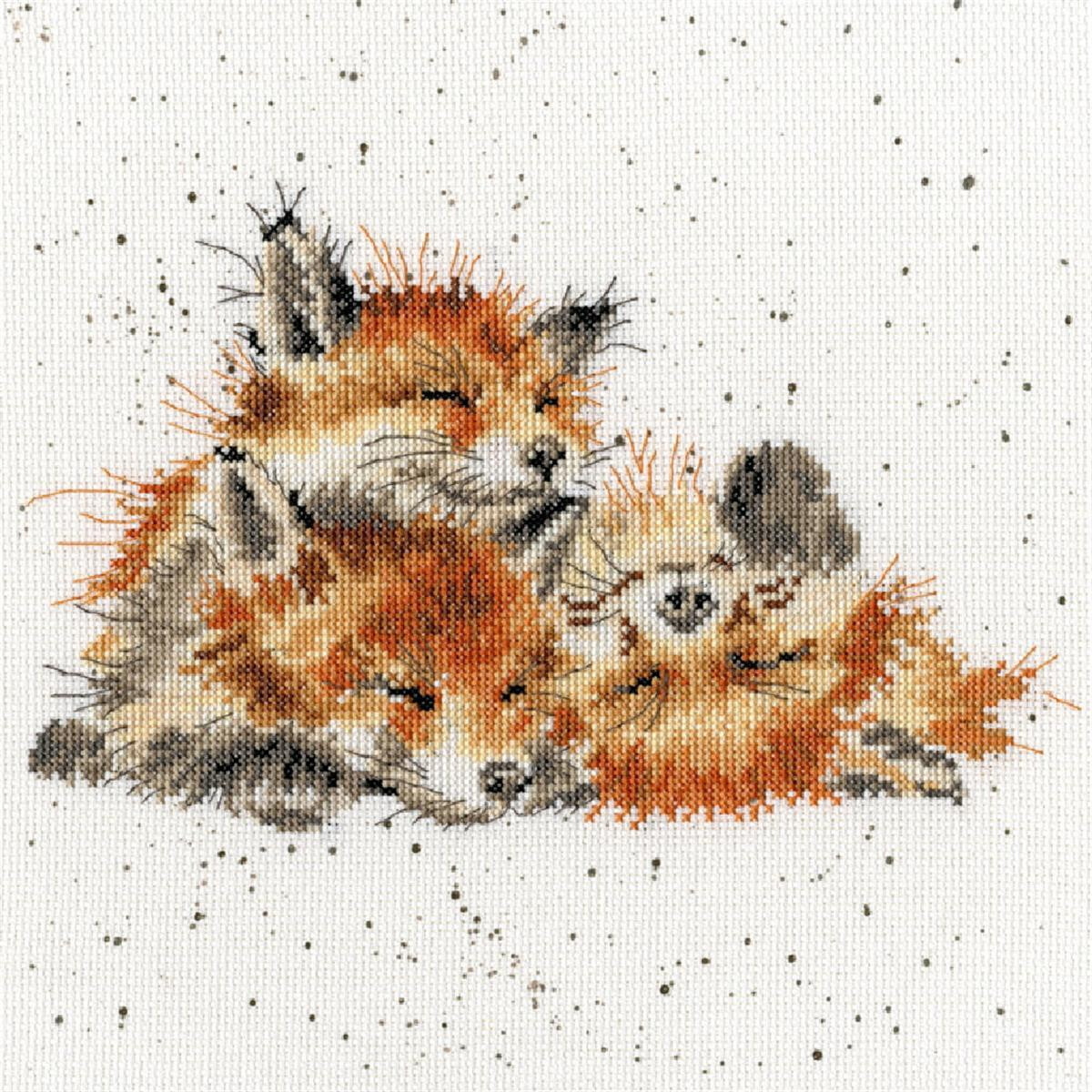 Een borduurpakket van Bothy Threads met drie vossen die...