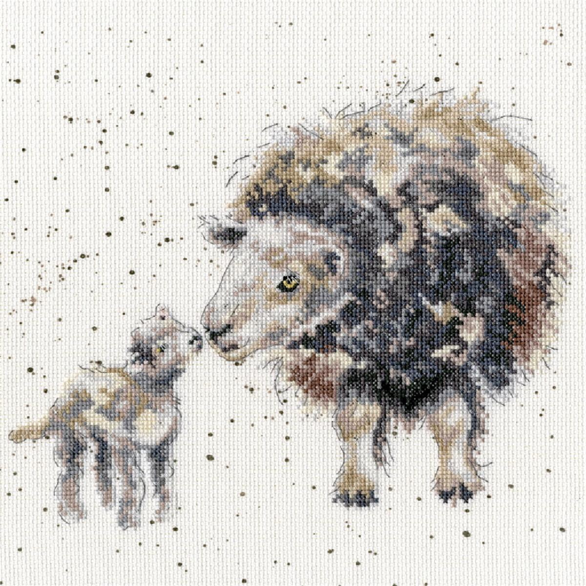 A Bothy Threads embroidery pack featuring a mother sheep...