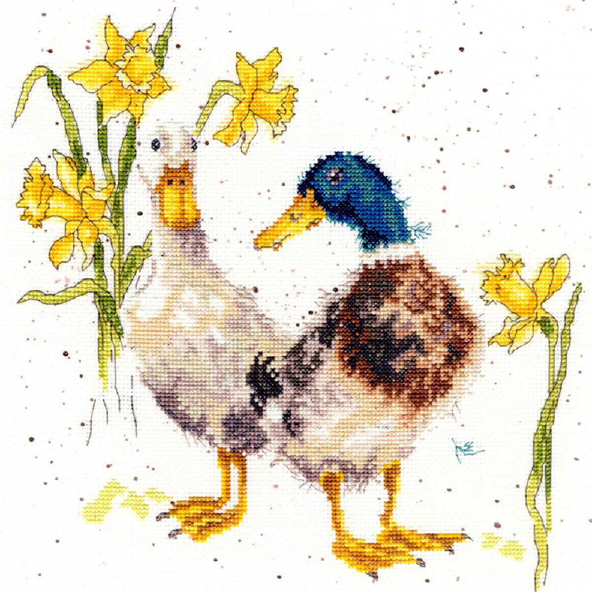 A Bothy Threads embroidery pack showing two ducks...