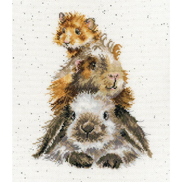 Bothy Threads counted cross stitch Kit "Piggy In The Middle", 26x30cm, XHD65