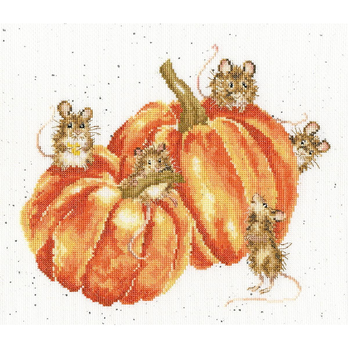 Embroidery pack consisting of two large orange pumpkins...