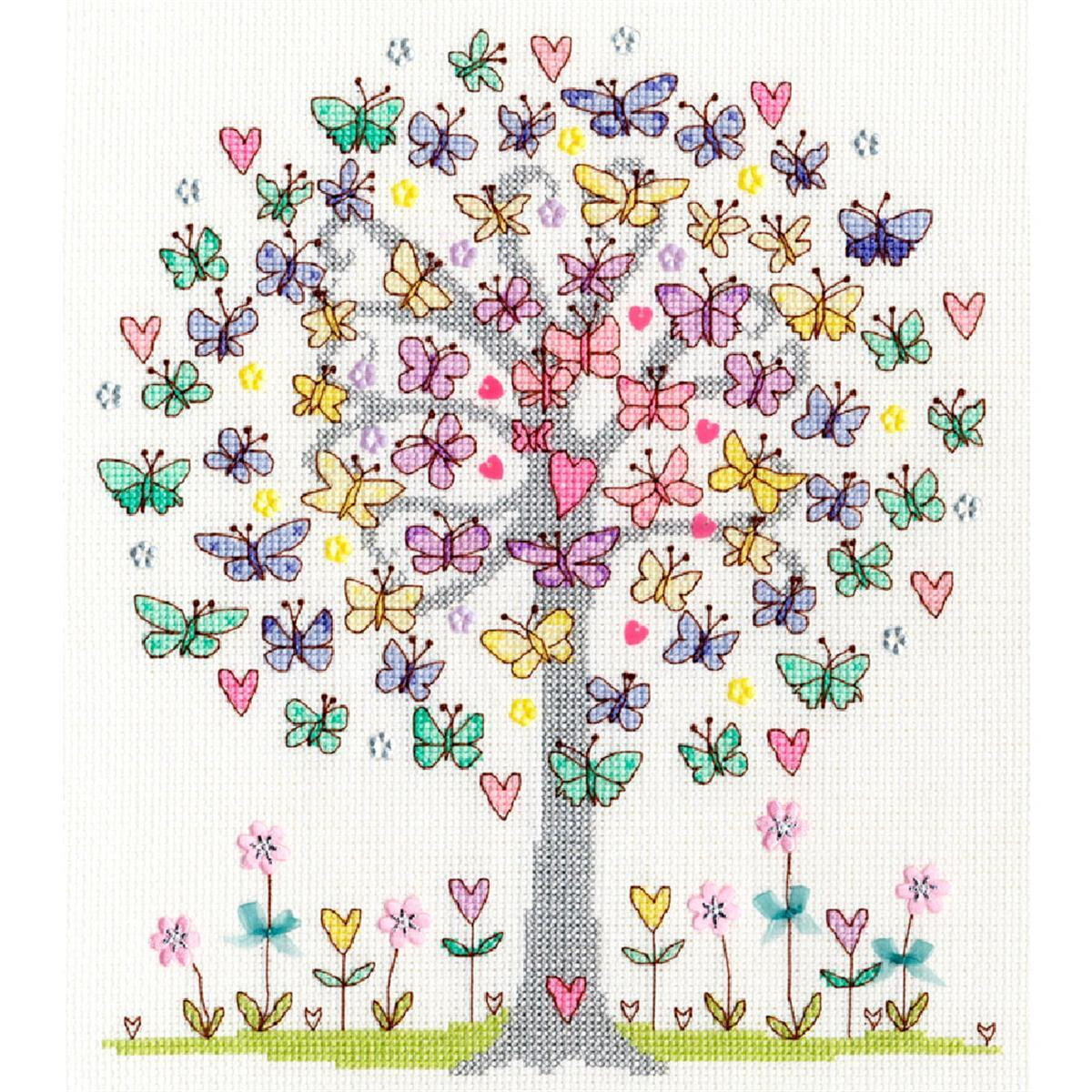 An embroidery pack or embroidery picture of a tree with a...