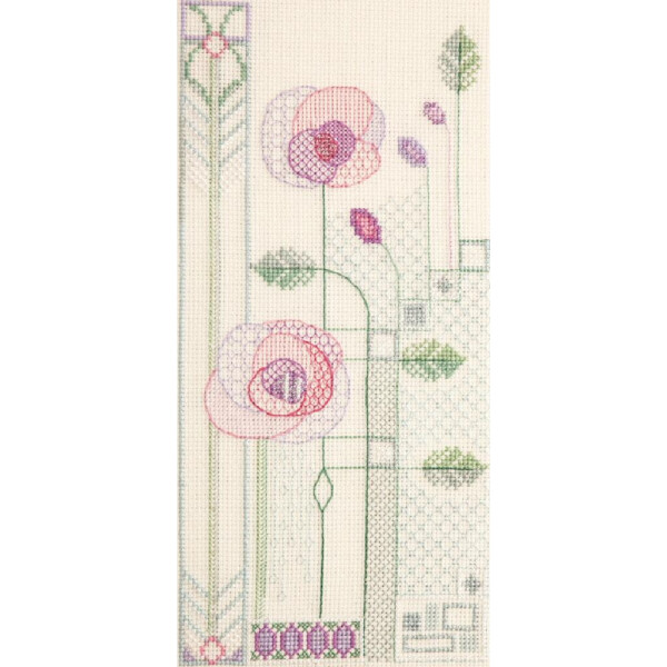 Set punto croce Bothy Threads "Mackintosh - Evening Rose", 27.5x13cm, dwmkp8, schema di conteggio