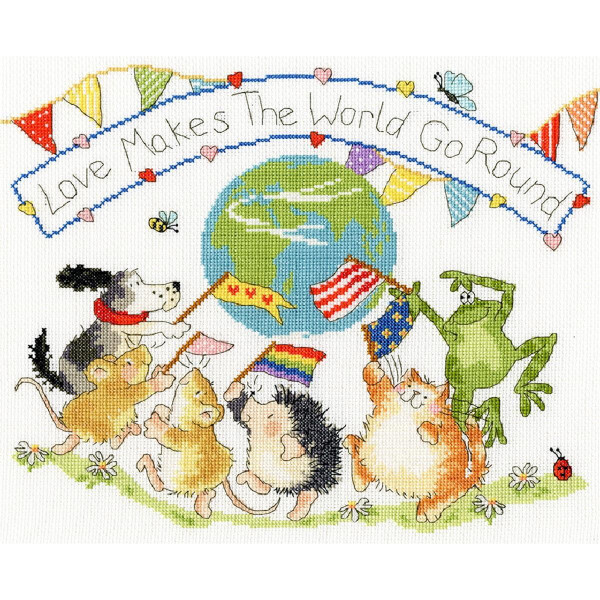 Bothy Threads counted cross stitch Kit "Love Makes The World Go Round", 32x26cm, XMS22