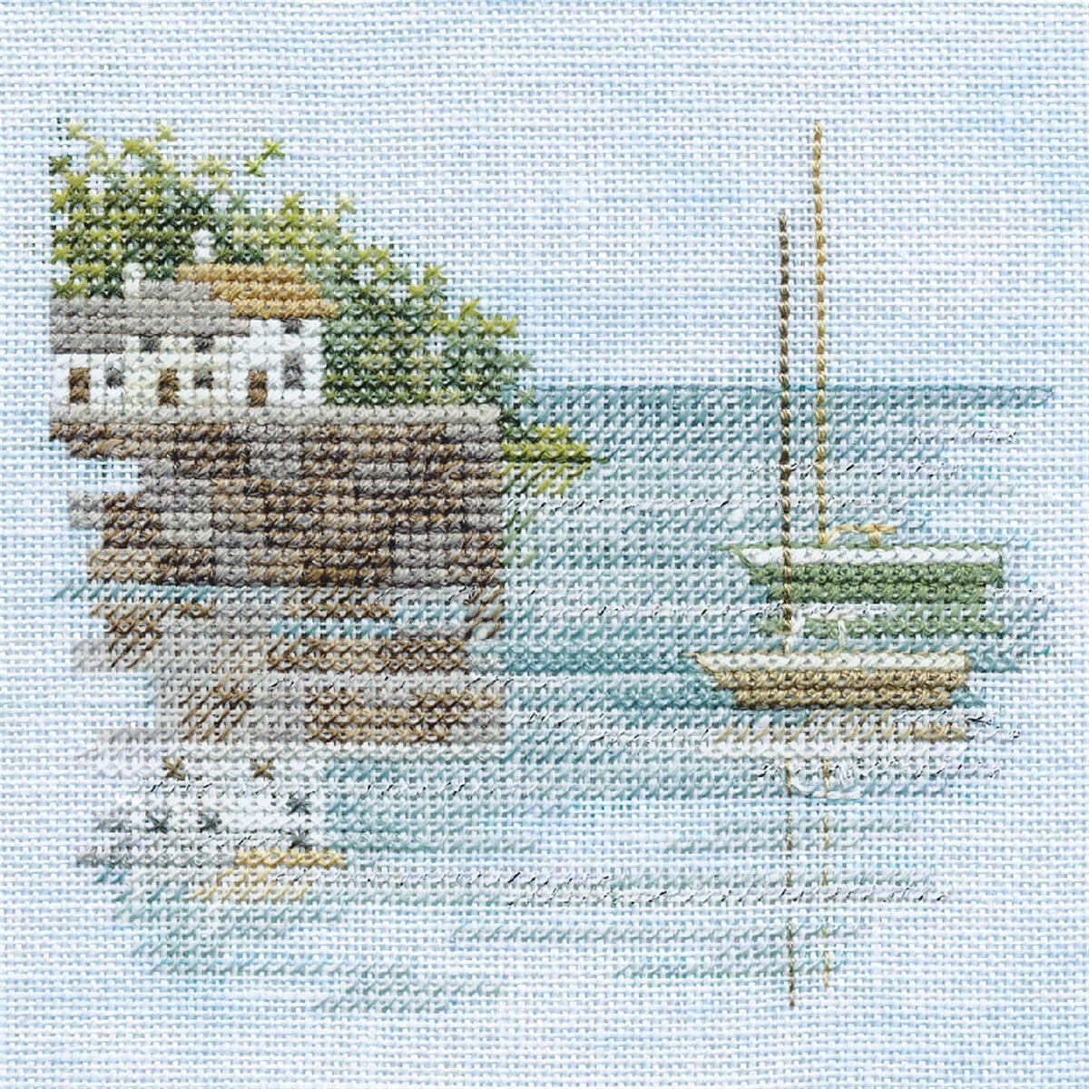 A Bothy Threads embroidery pack depicting a coastal...