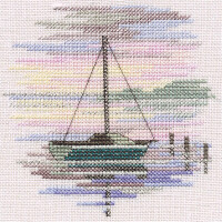 Набор для вышивания крестом Bothy Threads "Minuets - Sailboat", 10x10см, DWMIN11A, счетная схема