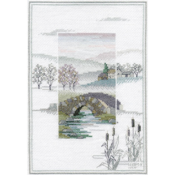 Set punto croce Bothy Threads "Misty morning - winter bridge", 25x17.2cm, dwmm2, schema di conteggio